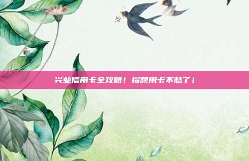 兴业信用卡全攻略!提额用卡不愁了!