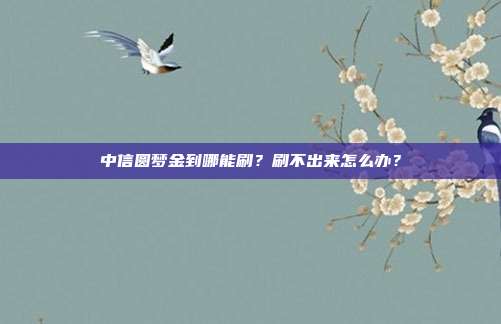 中信圆梦金到哪能刷?刷不出来怎么办?