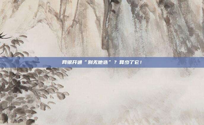 网银开通“别无他选”?算少了它!