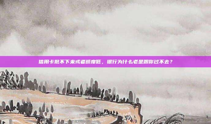 信用卡批不下来或者额度低,银行为什么老是跟你过不去?