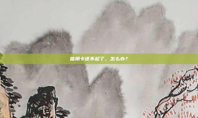 信用卡还不起了,怎么办?