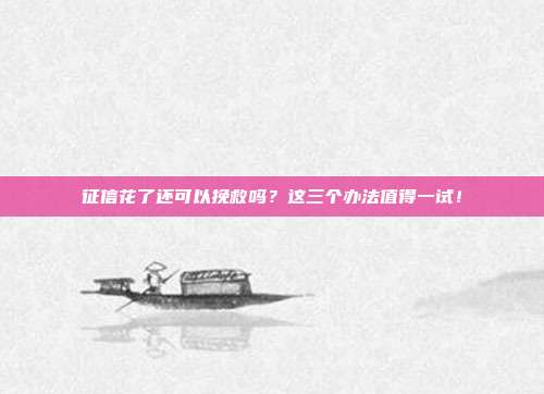 征信花了还可以挽救吗?这三个办法值得一试!