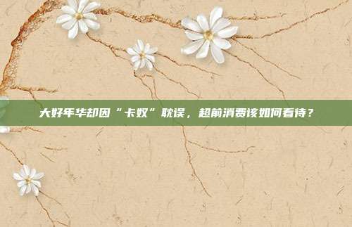 大好年华却因“卡奴”耽误,超前消费该如何看待?
