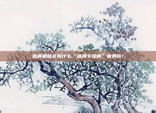 别再相信会有什么“信用卡提额”业务啦!