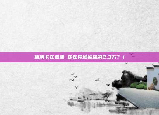 信用卡在包里 却在异地被盗刷2.3万?!