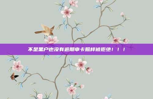 不是黑户也没有逾期申卡照样被拒绝!!!