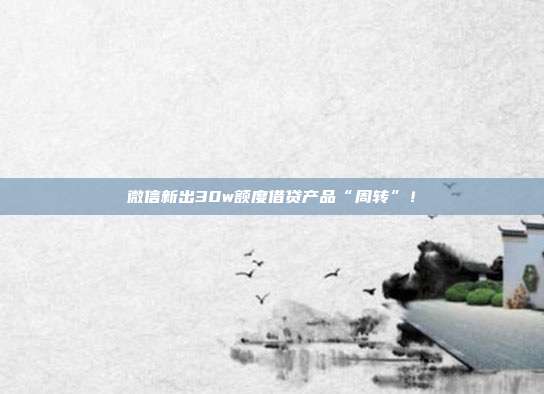 微信新出30w额度借贷产品“周转”!