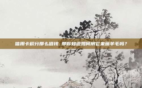 信用卡积分那么值钱 那你知道如何用它来薅羊毛吗?