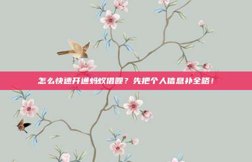 怎么快速开通蚂蚁借呗?先把个人信息补全咯!