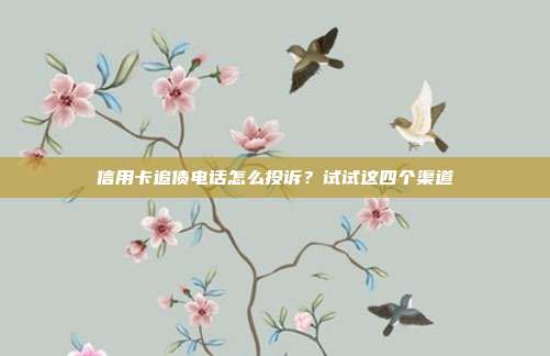 信用卡追债电话怎么投诉?试试这四个渠道
