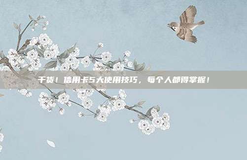 干货!信用卡5大使用技巧,每个人都得掌握!