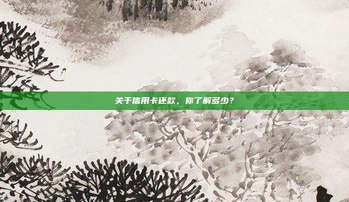 关于信用卡还款，你了解多少？