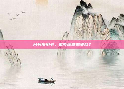 只有信用卡，能办理哪些贷款？