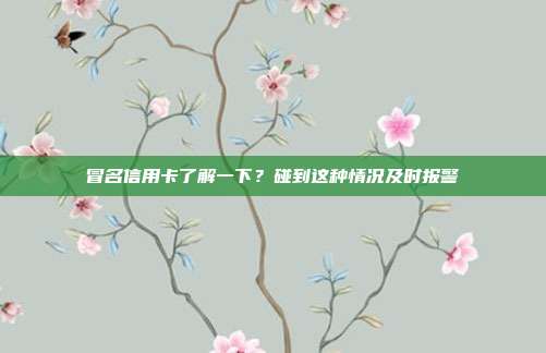 冒名信用卡了解一下？碰到这种情况及时报警
