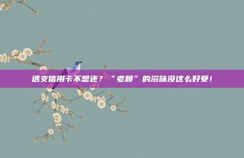 透支信用卡不想还？“老赖”的滋味没这么好受！