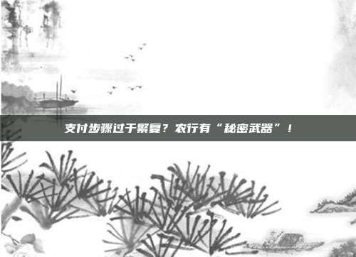 支付步骤过于繁复?农行有“秘密武器”!