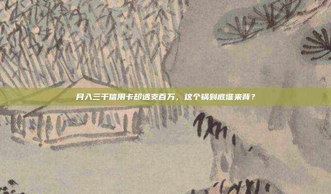 月入三千信用卡却透支百万,这个锅到底谁来背?