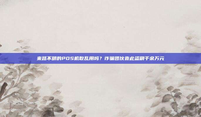来路不明的POS机敢乱用吗?诈骗团伙靠此盗刷千余万元