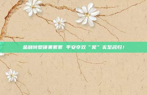 金融转型硕果累累 平安夺双“奖”实至名归!