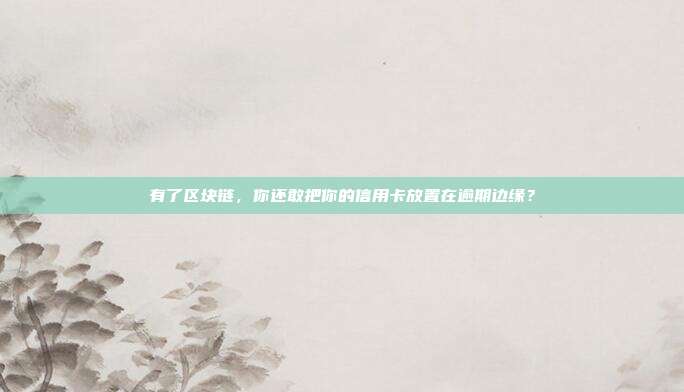 有了区块链,你还敢把你的信用卡放置在逾期边缘?