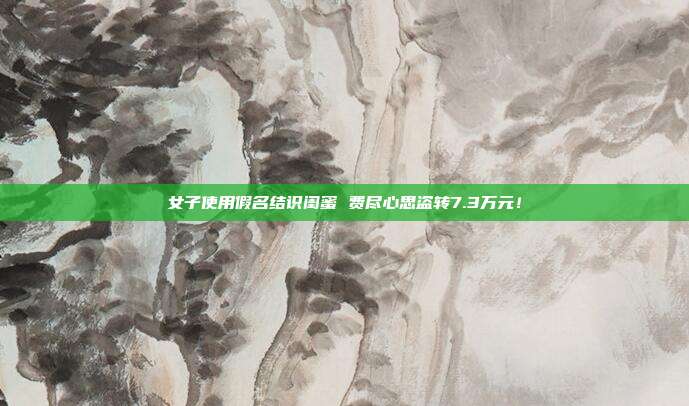 女子使用假名结识闺蜜 费尽心思盗转7.3万元!