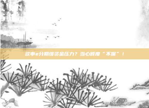 欲申e分期缓资金压力?当心额度“不保”!