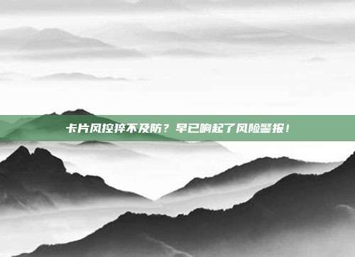 卡片风控猝不及防?早已响起了风险警报!