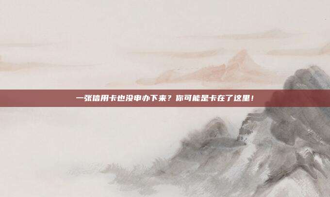 一张信用卡也没申办下来?你可能是卡在了这里!
