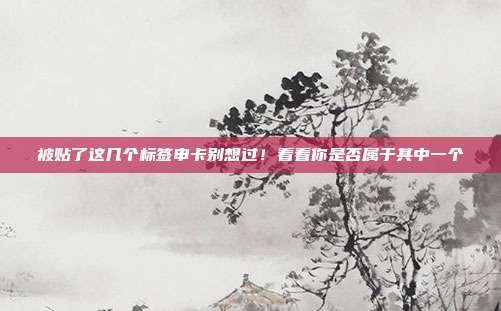 被贴了这几个标签申卡别想过！看看你是否属于其中一个
