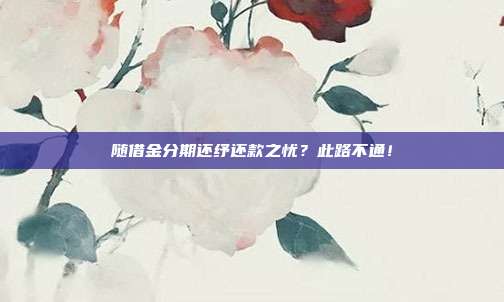 随借金分期还纾还款之忧?此路不通!