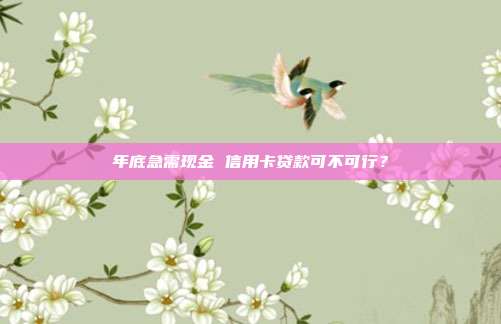 年底急需现金 信用卡贷款可不可行？