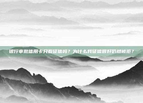 银行审批信用卡只看征信吗？为什么我征信很好仍然被拒？