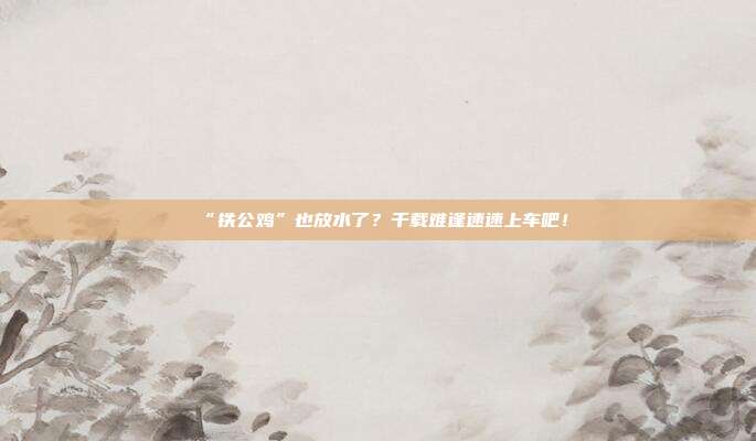 “铁公鸡”也放水了?千载难逢速速上车吧!