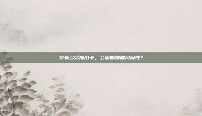 持有多张信用卡,会面临哪些风险性?