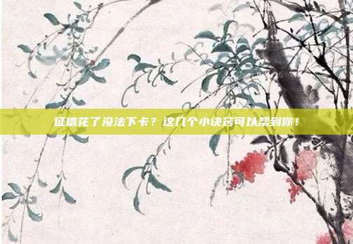 征信花了没法下卡?这几个小诀窍可以帮到你!