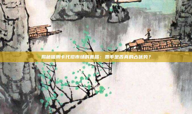 揭秘信用卡代偿市场的套路:费率是否真的占优势?