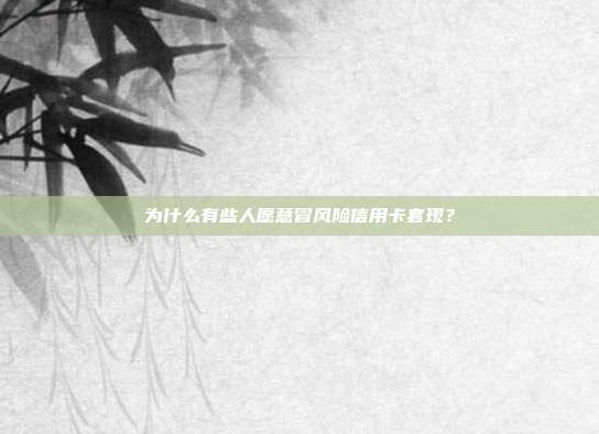 为什么有些人愿意冒风险信用卡套现?