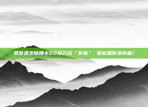 恶意透支信用卡20多万玩“失联” 警察抓你没商量!
