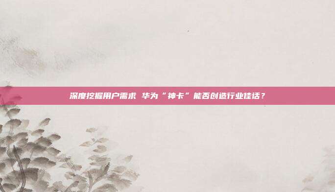 深度挖掘用户需求 华为“神卡”能否创造行业佳话?