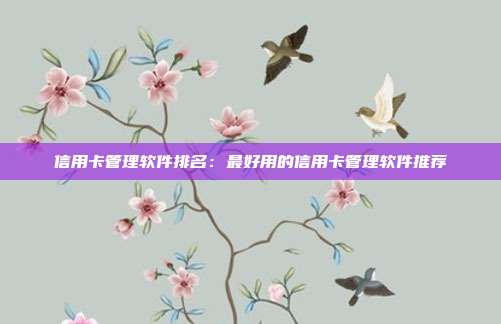信用卡管理软件排名:最好用的信用卡管理软件推荐