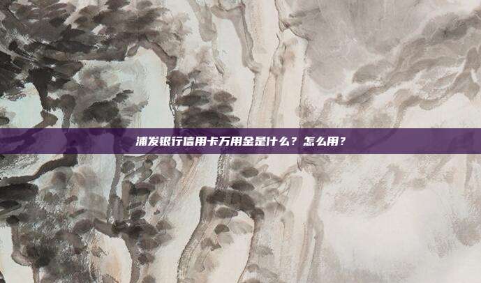 浦发银行信用卡万用金是什么?怎么用?