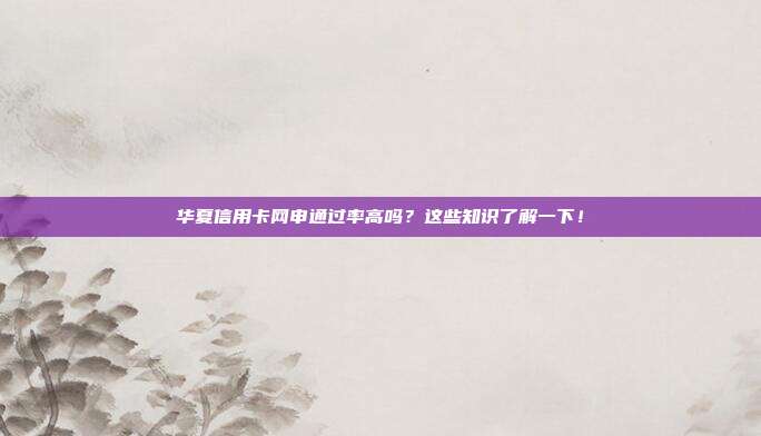 华夏信用卡网申通过率高吗?这些知识了解一下!