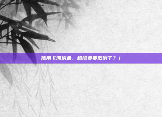 信用卡滞纳金、超限费要取消了?!