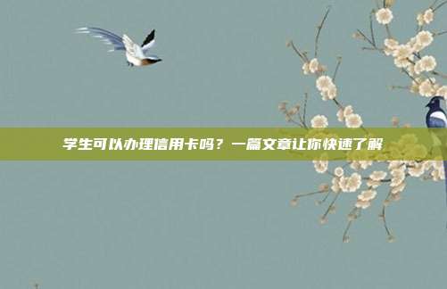 学生可以办理信用卡吗？一篇文章让你快速了解