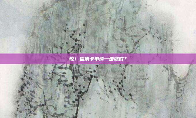 惊!信用卡申请一步就成?