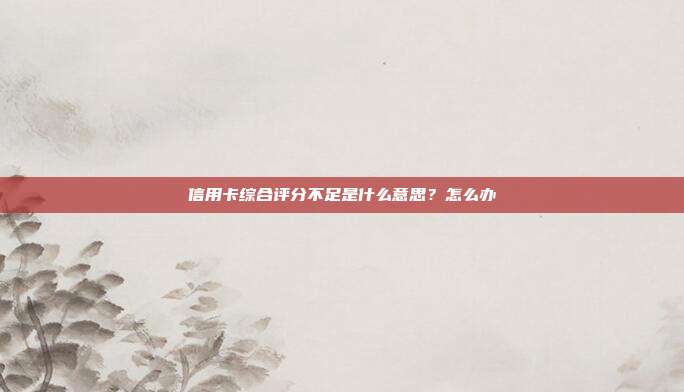 信用卡综合评分不足是什么意思?怎么办