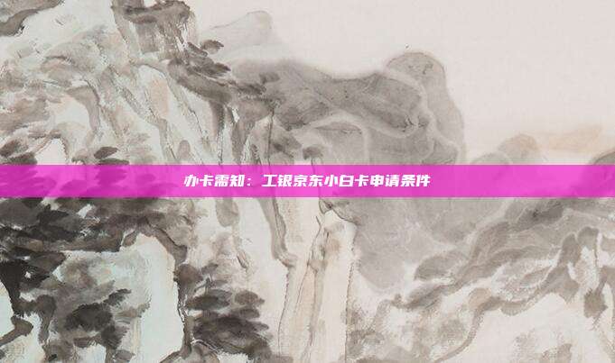办卡需知：工银京东小白卡申请条件
