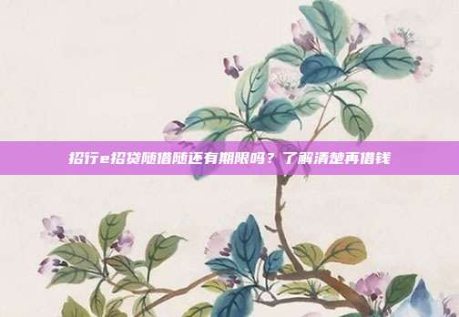 招行e招贷随借随还有期限吗?了解清楚再借钱