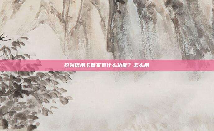 挖财信用卡管家有什么功能？怎么用