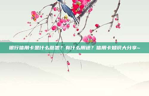银行信用卡是什么意思？有什么用途？信用卡知识大分享~